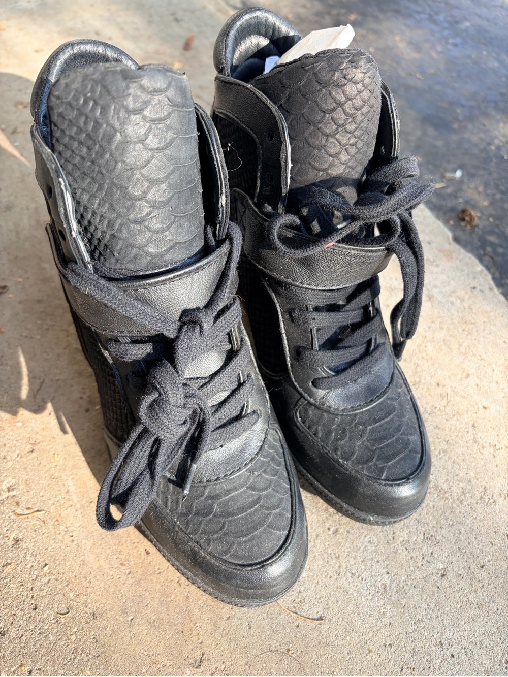 Ash Black Women's High-Top Sneakers with Scaled Texture